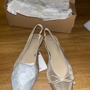 Mango Light Beige Slingback Flats